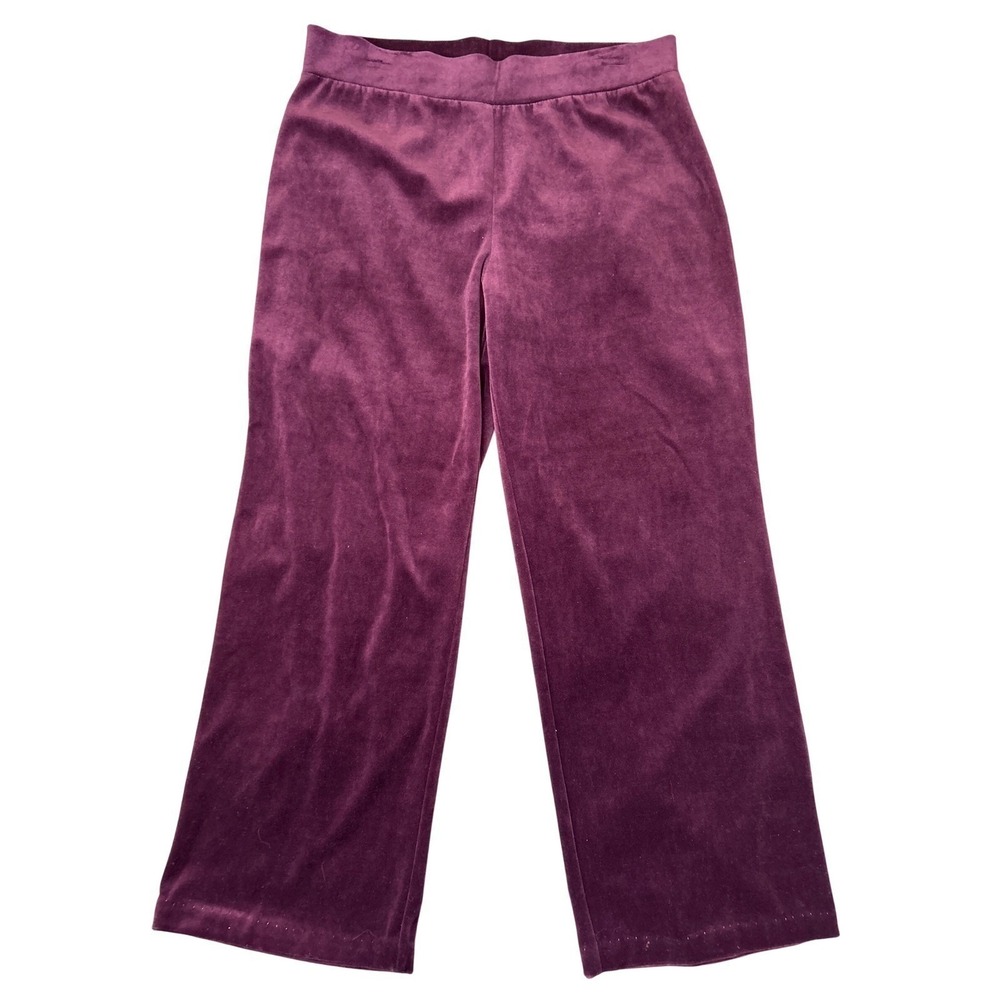 Jones New York Women High Rise Plum Velvet Signature Pull On Lounge Pant Size LP